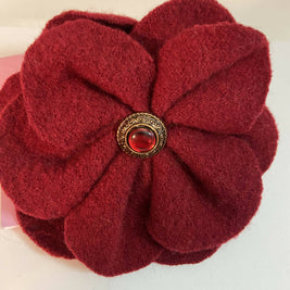 Repurposed Sweater Felted Wool Flower Brooch Pin