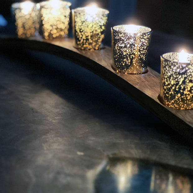 Wine barrel stave candle holder