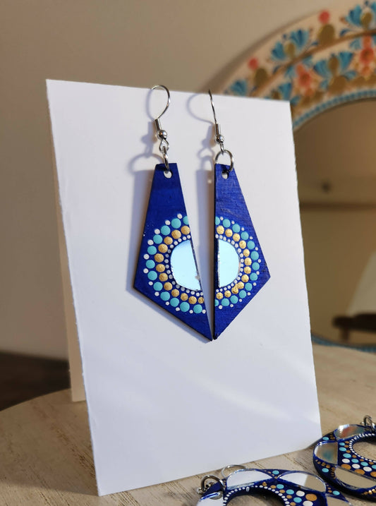 Blue Wooden earrings