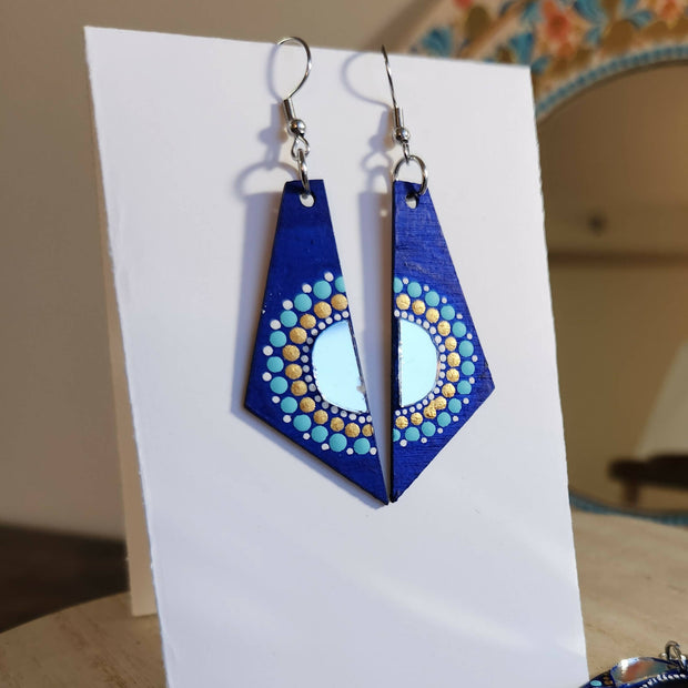 Blue Wooden earrings