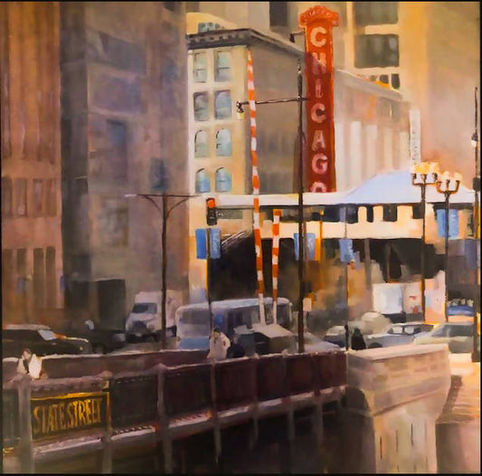 Closeout! Crossing State :Chicago Theatre- 12 x 12 Matted Museum Quality Prints