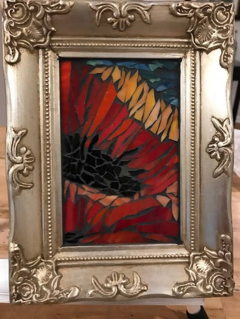 Contemporary Poppy II - Stained Glass Mosaic