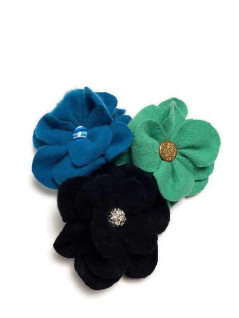 Repurposed Sweater Felted Wool Flower Brooch Pin