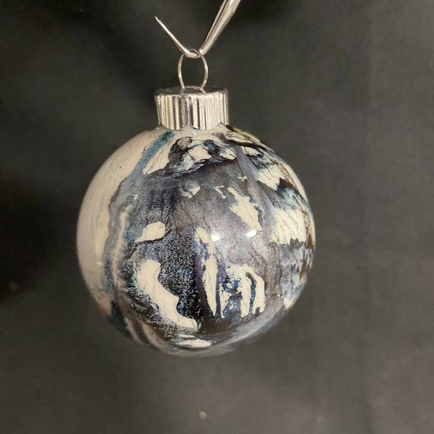 Christmas Ornament Hand Painted Margnificent Moon Glass Round Orb
