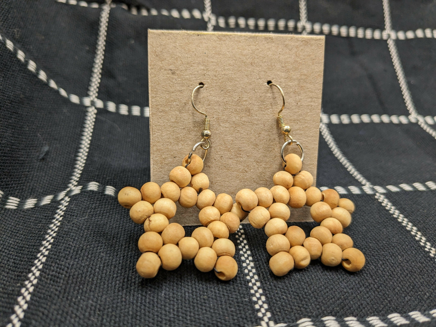 Hand-beaded botanically dyed earrings