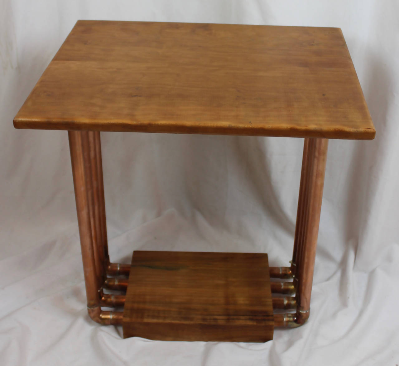 8-Pipe Cherry & Copper Pipe End Table