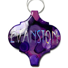 Reclaimed Tile Christmas Ornament Alcohol Ink Evanston Arabesque Shape