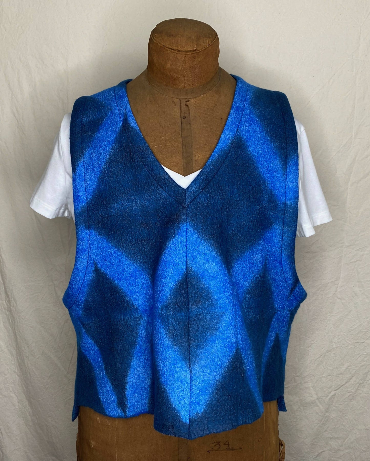 Blue on Blue felted wool/silk vest