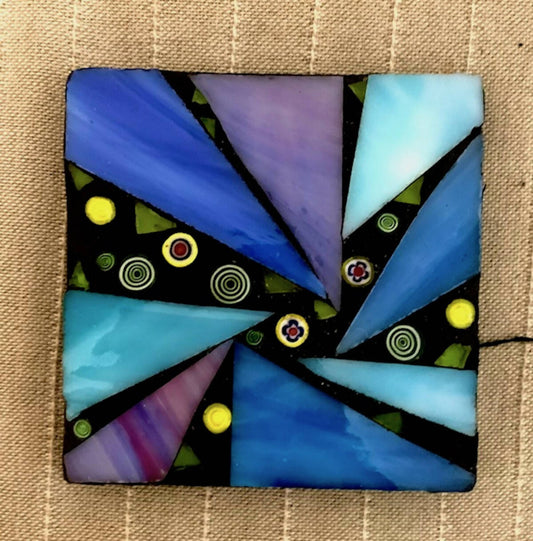 Mosaic Coaster: Blue and Purple with Swirls