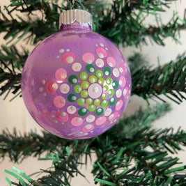 Christmas Ornament Hand Painted Mandala Glass Round Orb