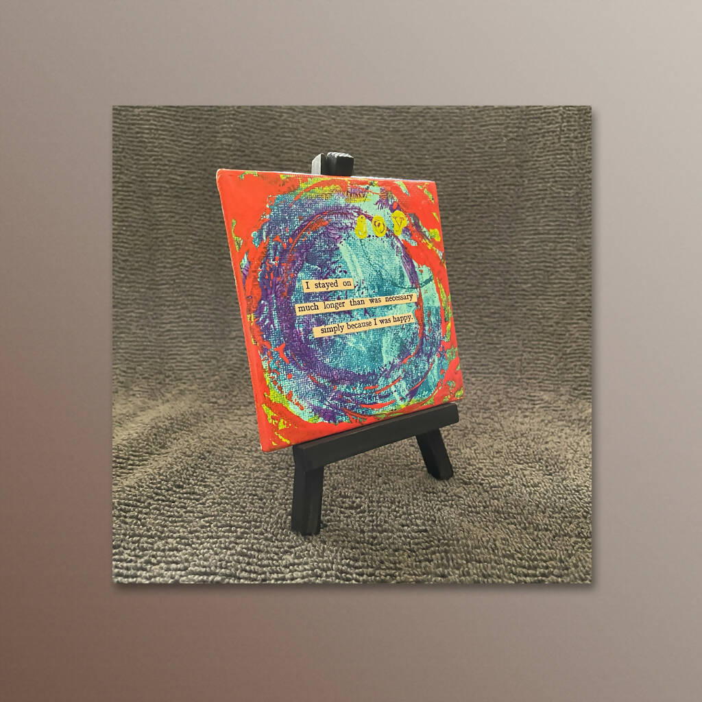 Simply Happy, Mini Mixed Media Canvas with Easel