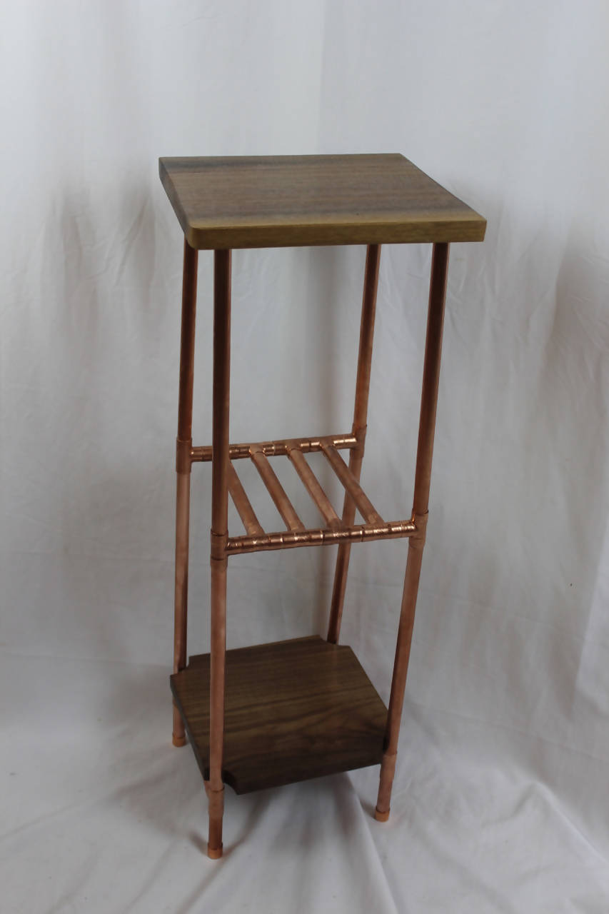 Walnut & Copper Pipe Side Table