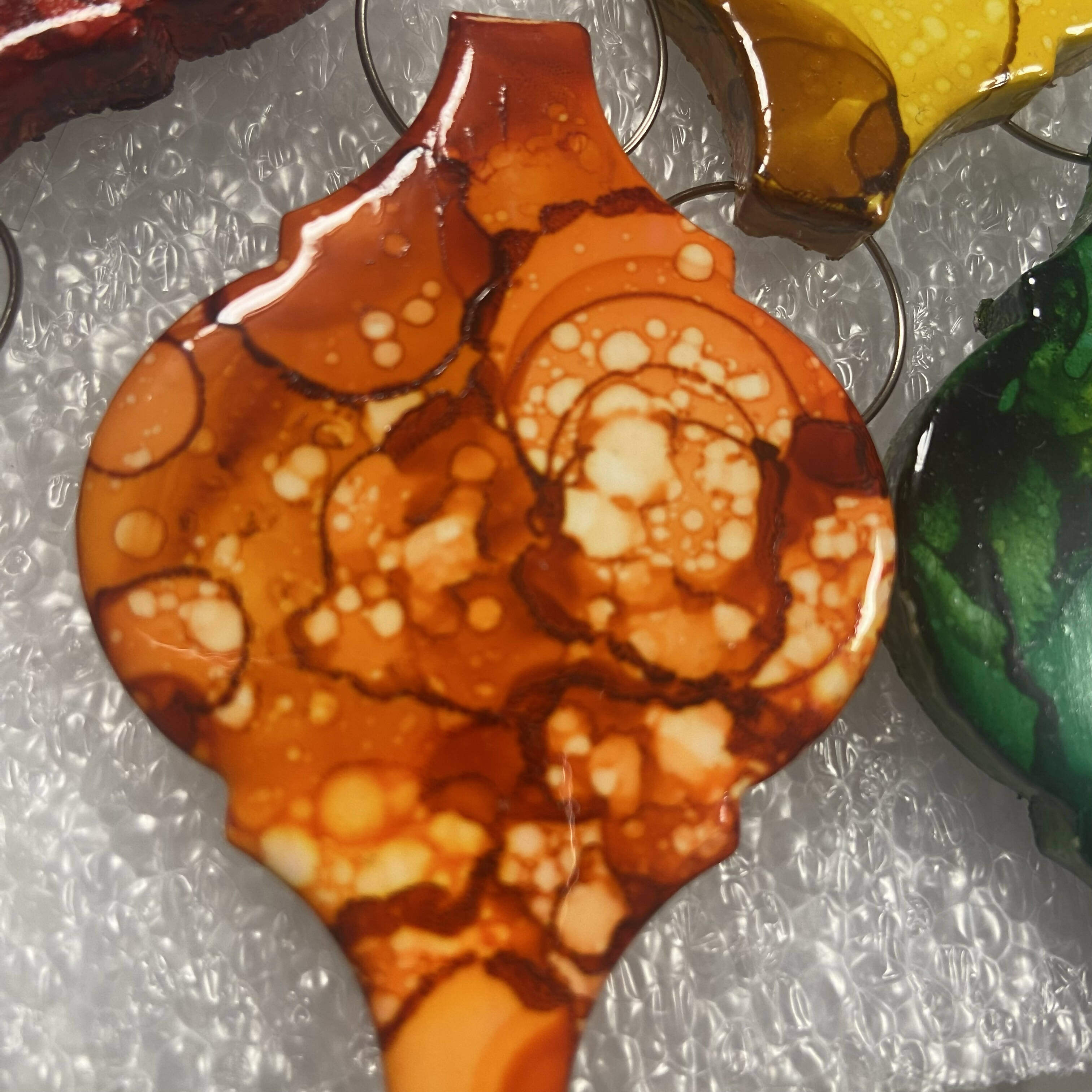 Arabesque Tile Christmas Ornament Alcohol Ink Set of 6