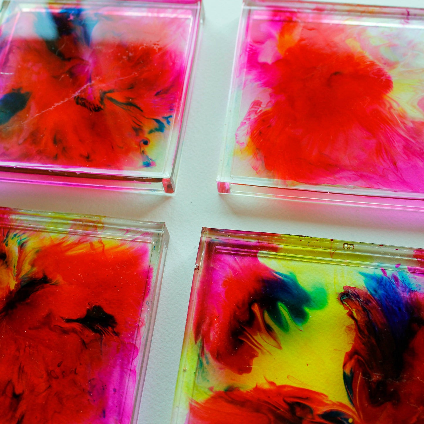 Resin and Alcohol Ink Multi-Color Coaster Set