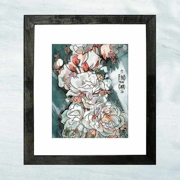 "Find the Good" Lustre Print with Linen Texture, Framed