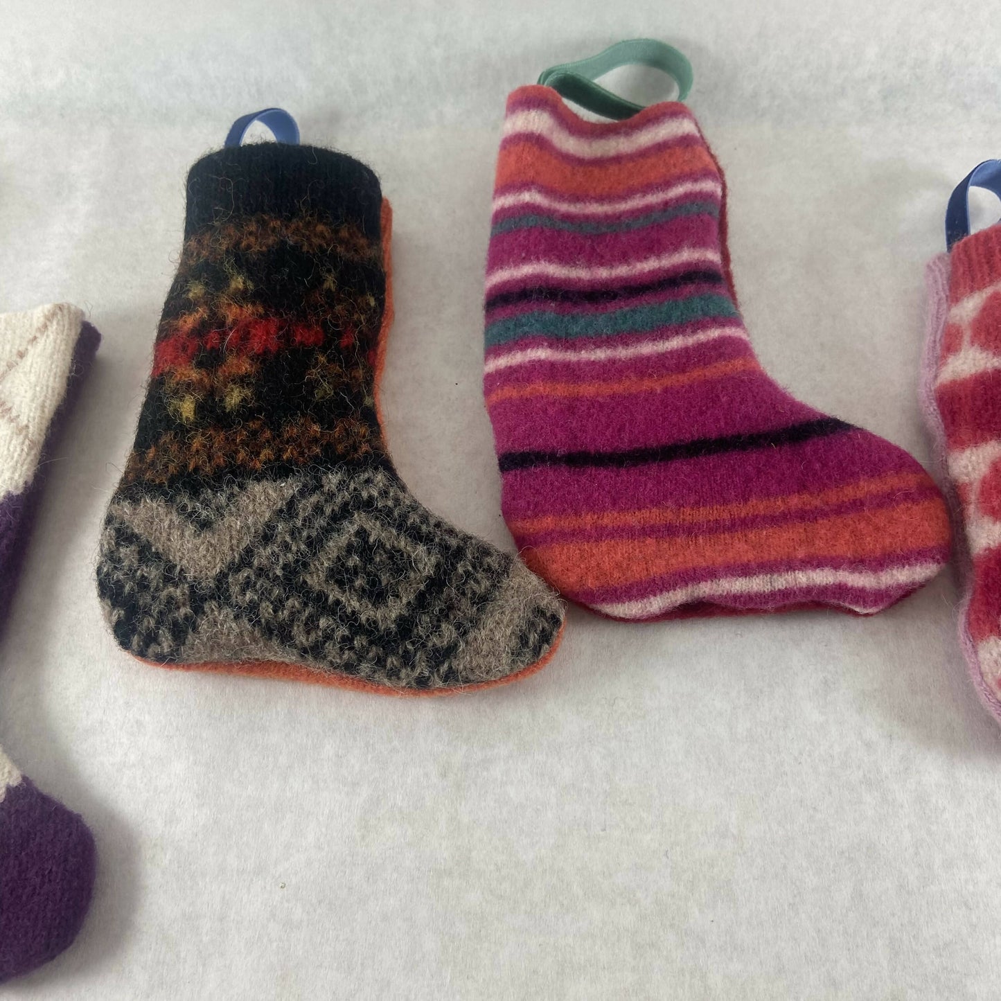 Mini Stocking Boot Repurposed Sweater Felted Wool