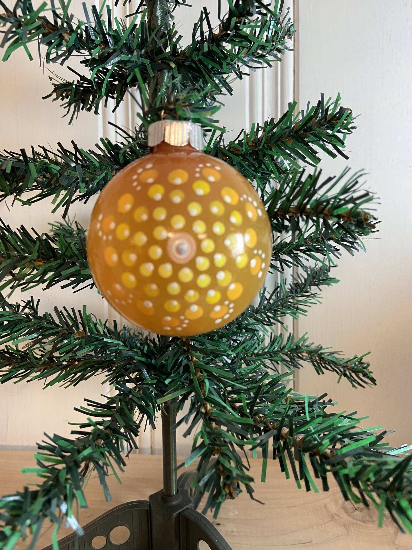 Christmas Ornament Hand Painted Mandala Glass Round Orb