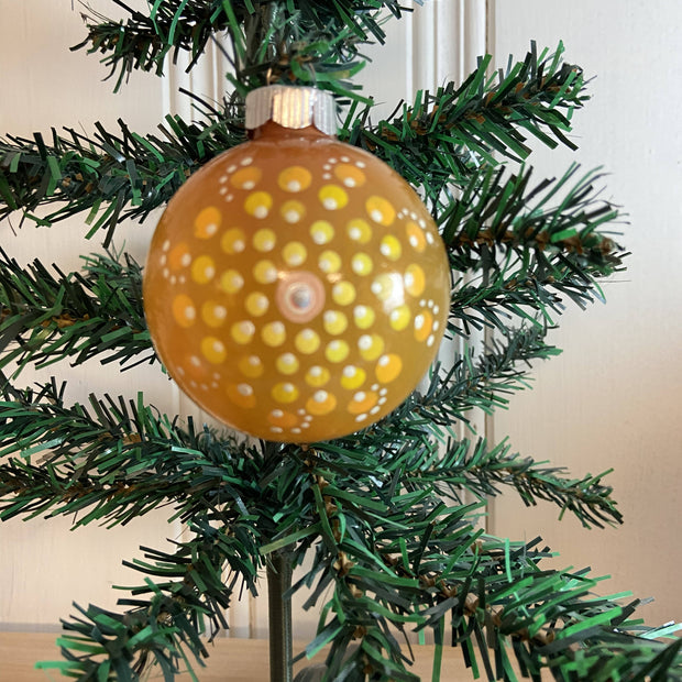 Christmas Ornament Hand Painted Mandala Glass Round Orb