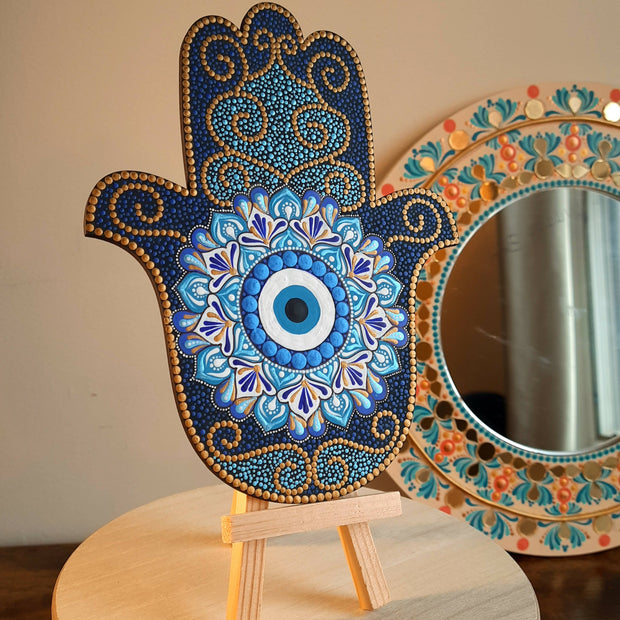 Wooden Hamsa hand wall hanging