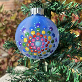 Christmas Ornament Hand Painted Mandala Glass Round Orb
