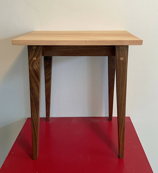 Small Side Table in Hickory and Walnut