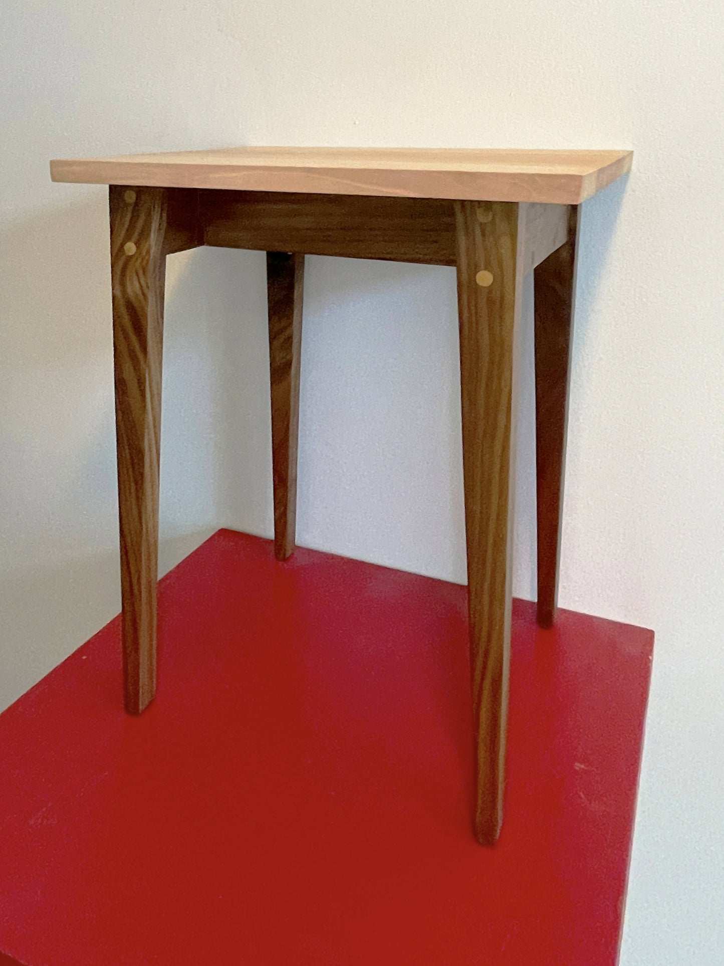 Small Side Table in Hickory and Walnut