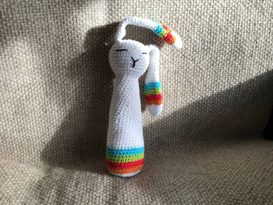 Rainbow bunny baby rattle