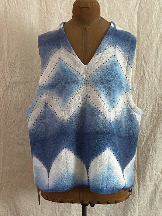 Blue argyle felted wool/silk vest