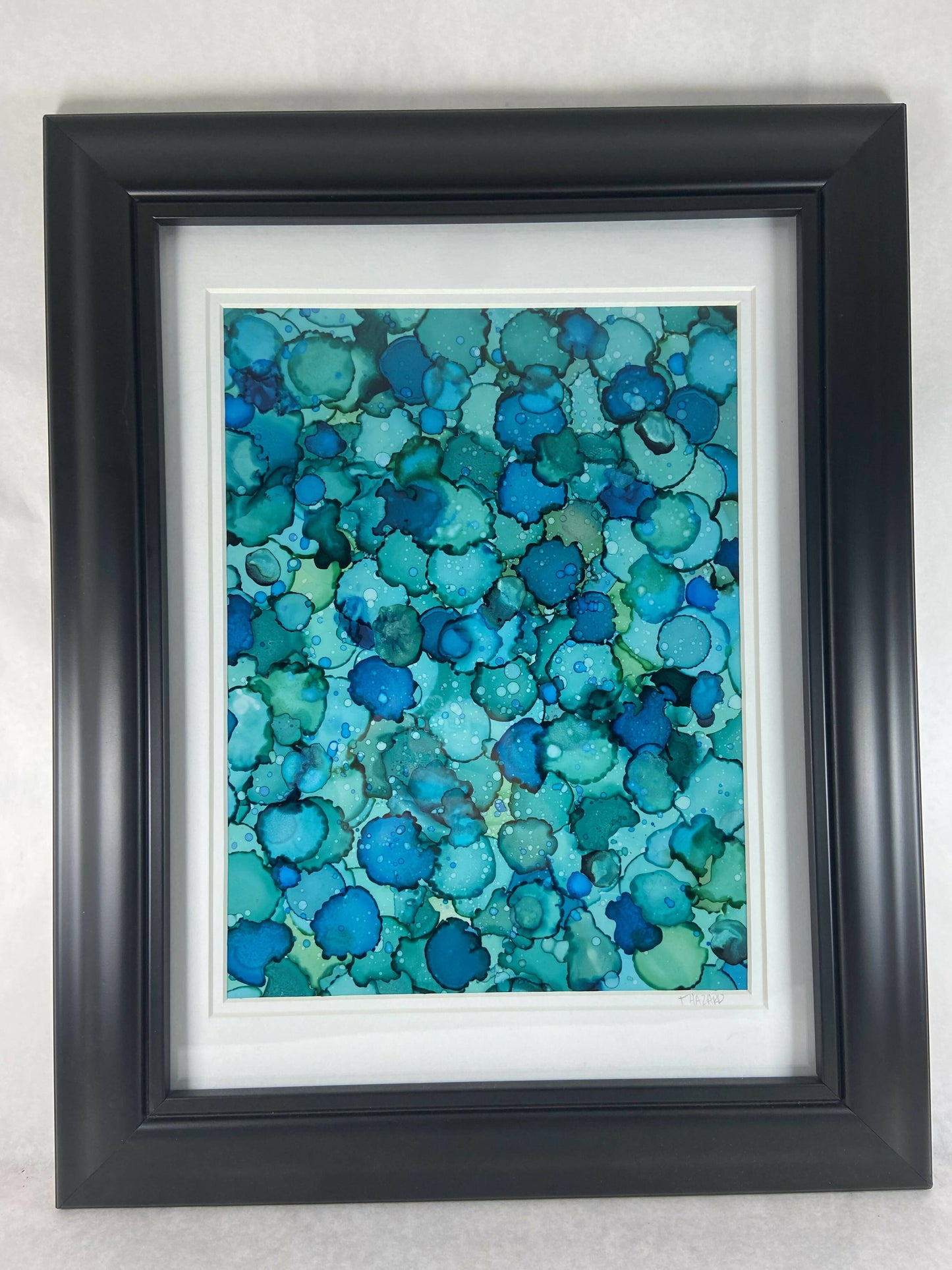 Framed Alcohol Ink Lily Pad Art On Yupo 12x16