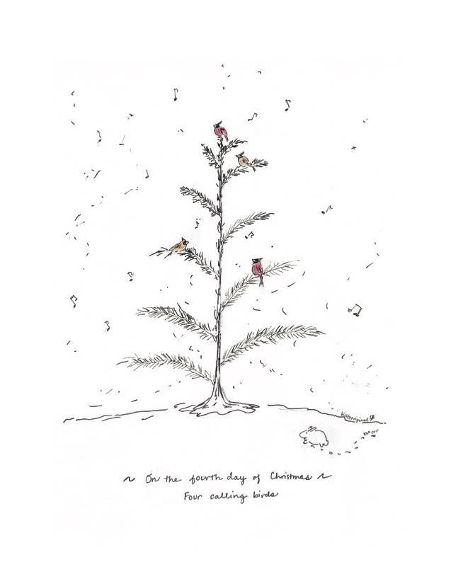"On the Fourth Day of Christmas" Notecards by Katherine Orr