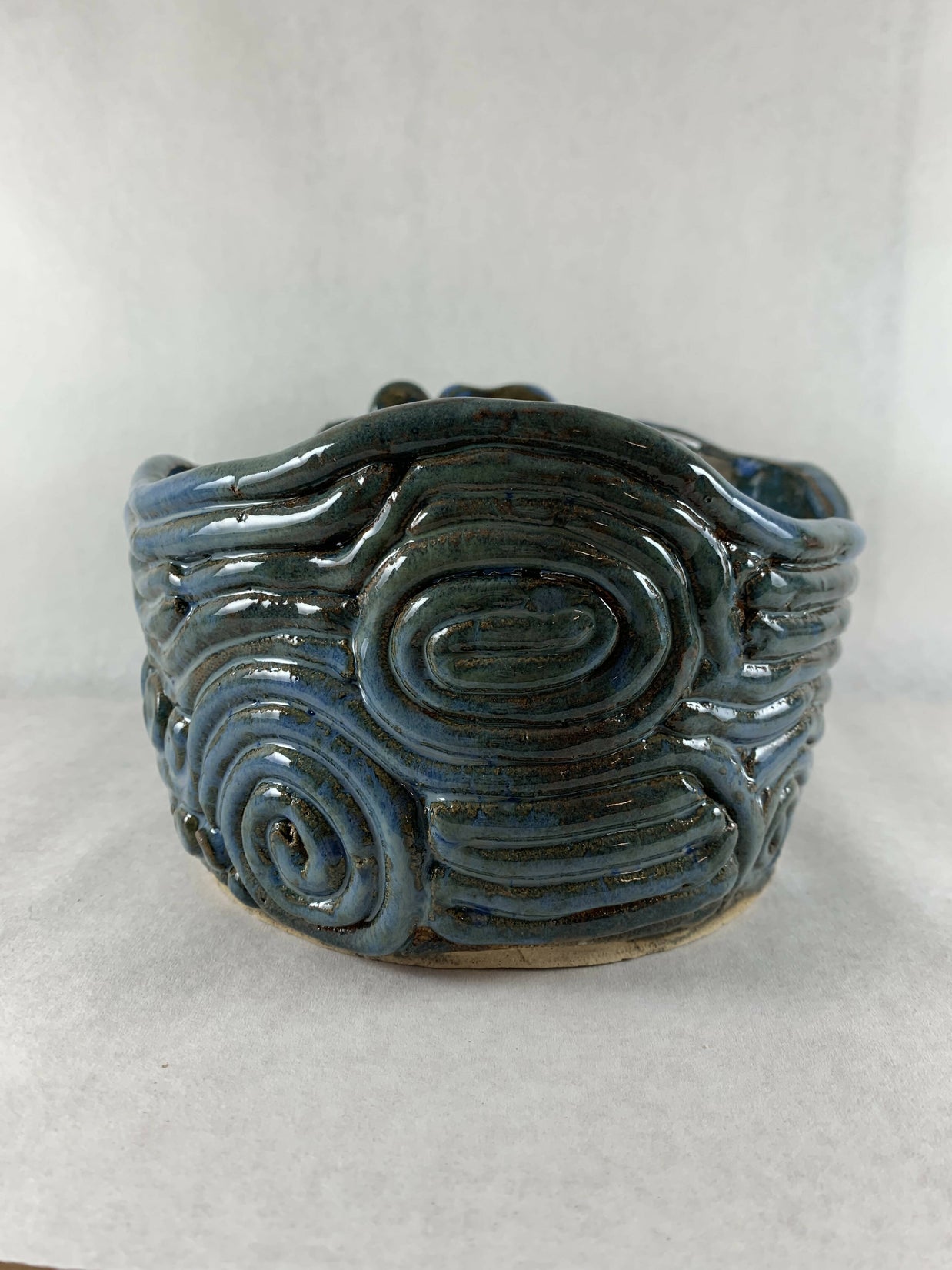 Ceramic Coil Pot in Blue Green
