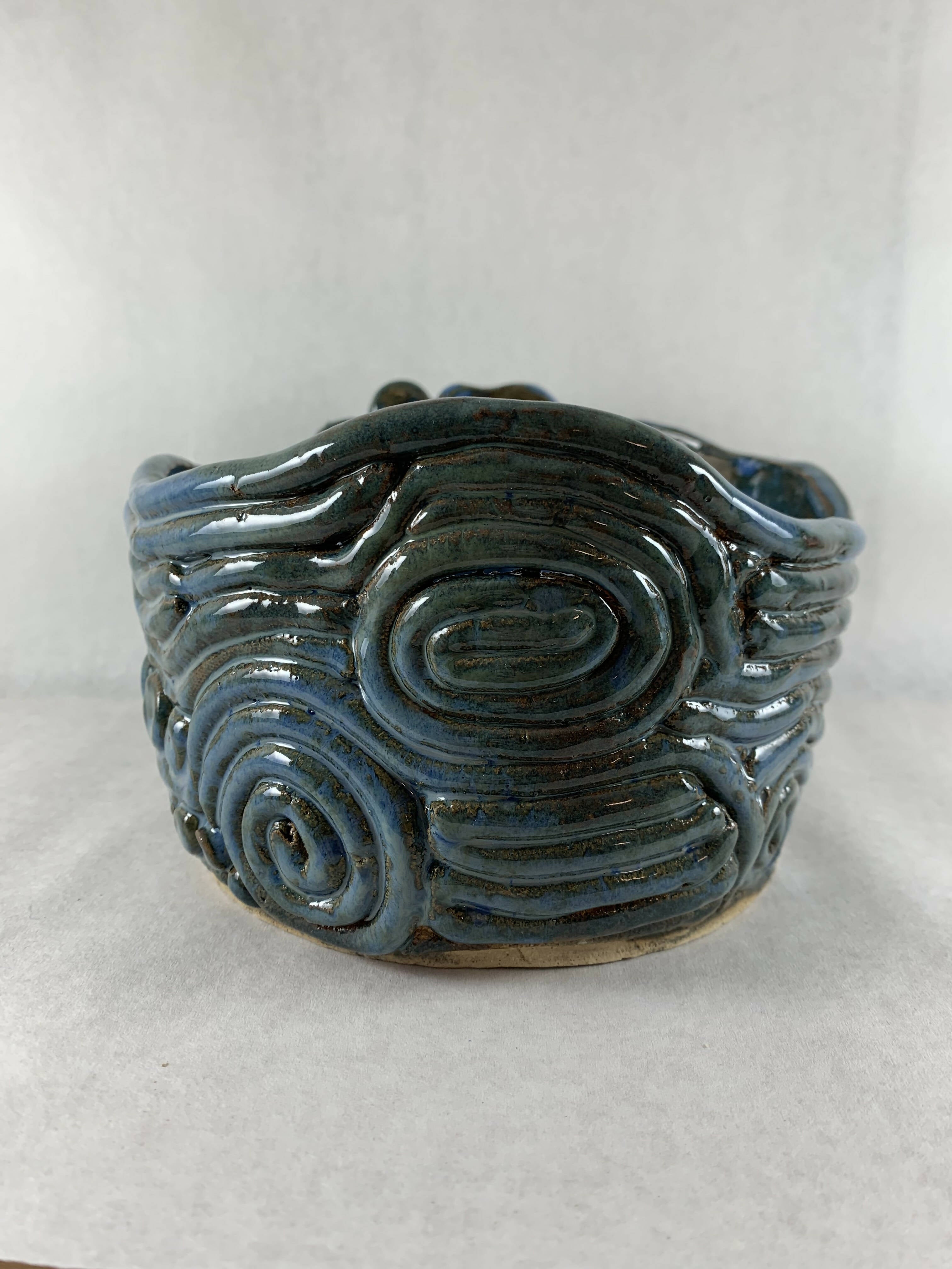 Ceramic Coil Pot in Blue Green
