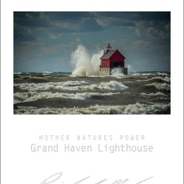 Sweetwater Seas Fine Art Poster - Lake Michigan, Grand Haven Lighthouse - FRAMED