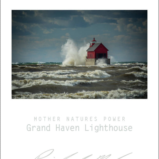 Sweetwater Seas Fine Art Poster - Lake Michigan, Grand Haven Lighthouse - FRAMED