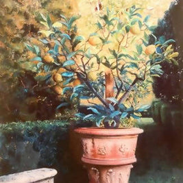 Lemon Tree & Bench - framed giclee print