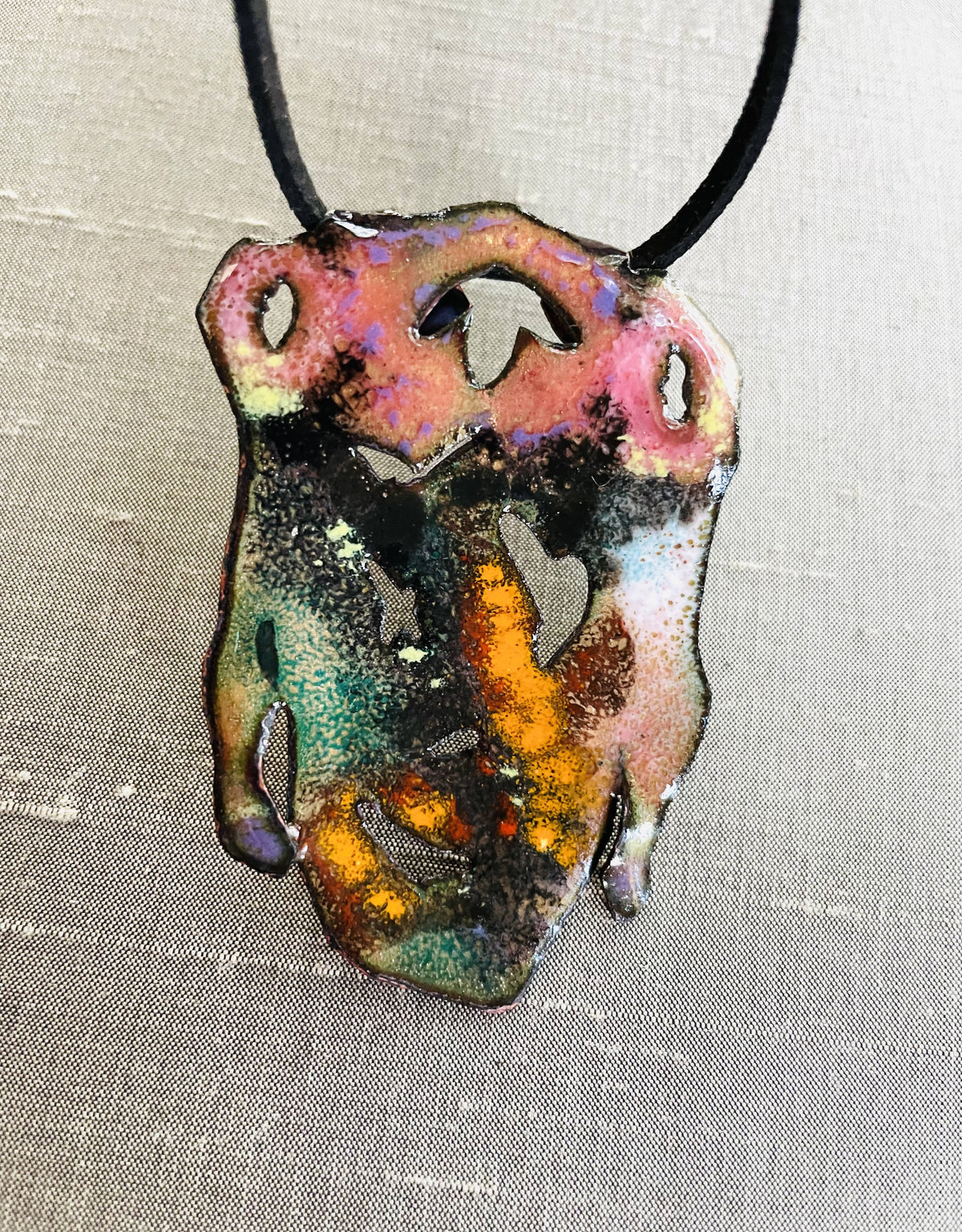 Catrina or Skull enamel pendant