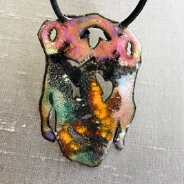 Catrina or Skull enamel pendant