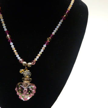 Crystal glass bead and lampwork vial necklace