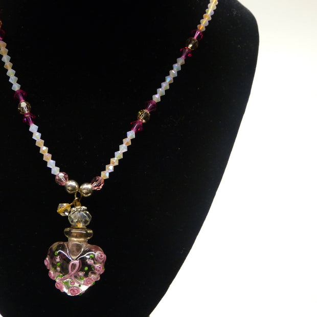 Crystal glass bead and lampwork vial necklace