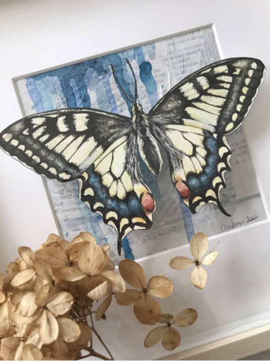 Mounted Watercolor Swallowtail Painting
