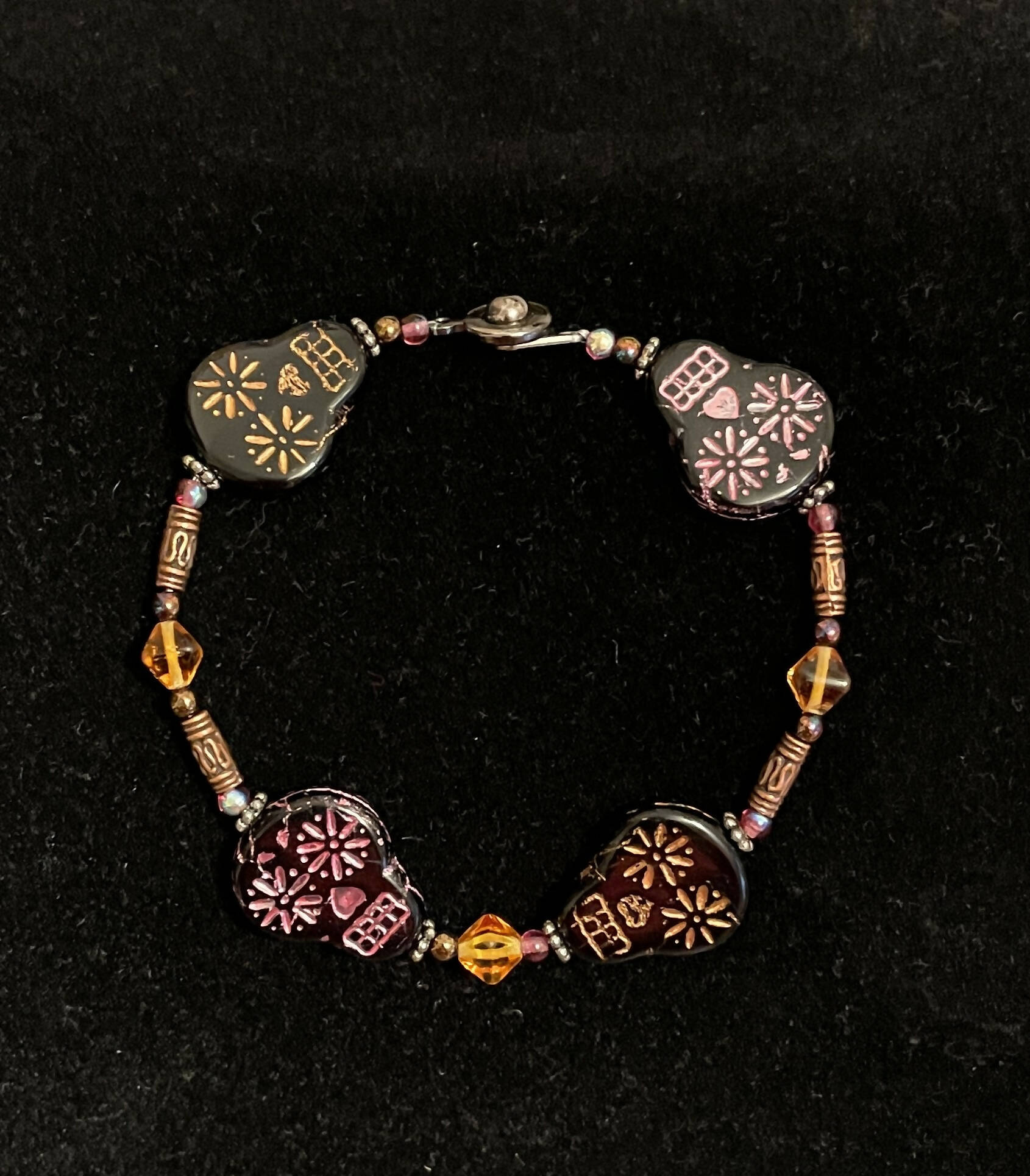 Sugar Skull Beaded Bracelet