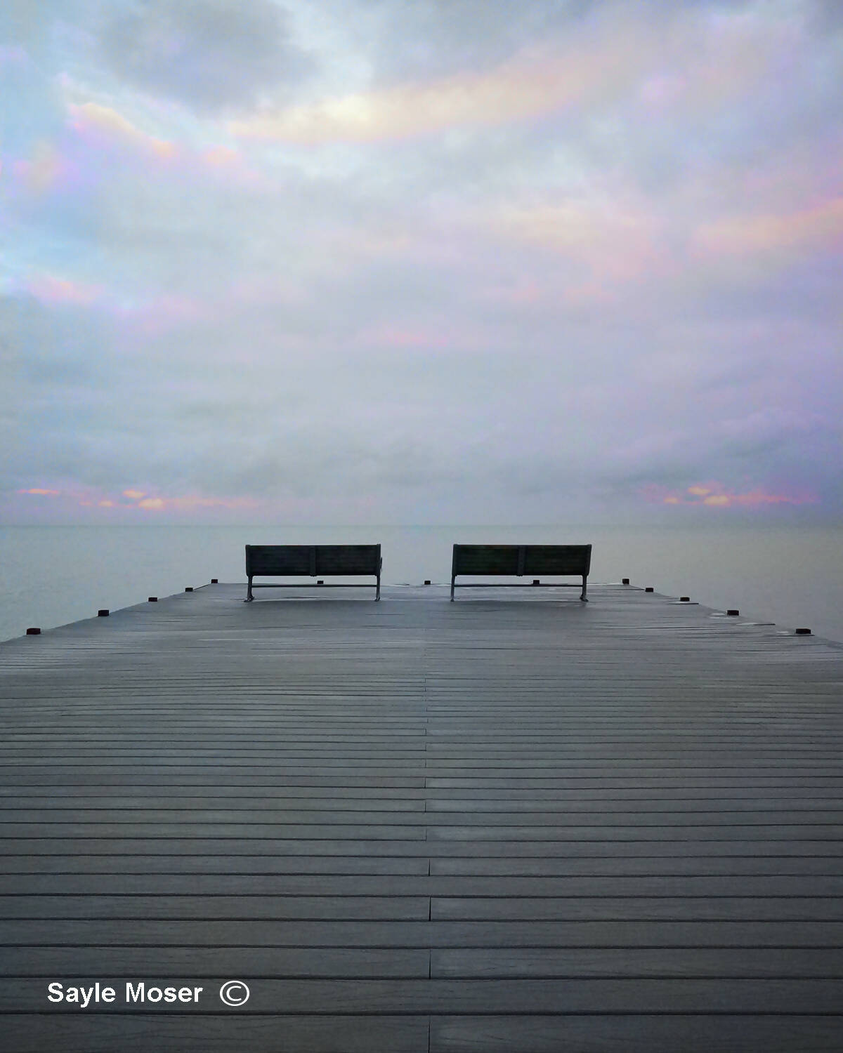 Lake Michigan Glencoe Pier Benches Fine Art Photograph