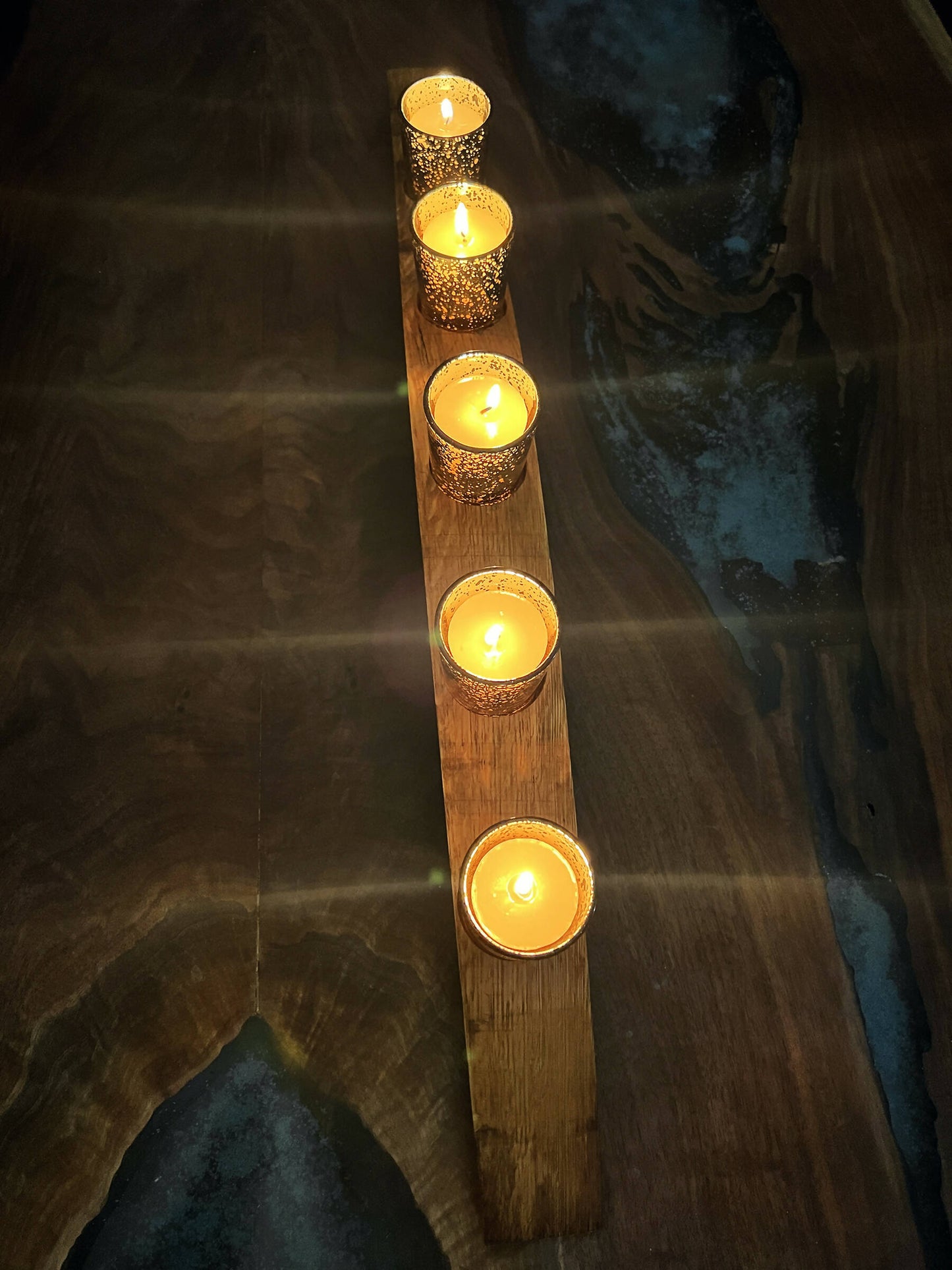 Wine barrel stave candle holder