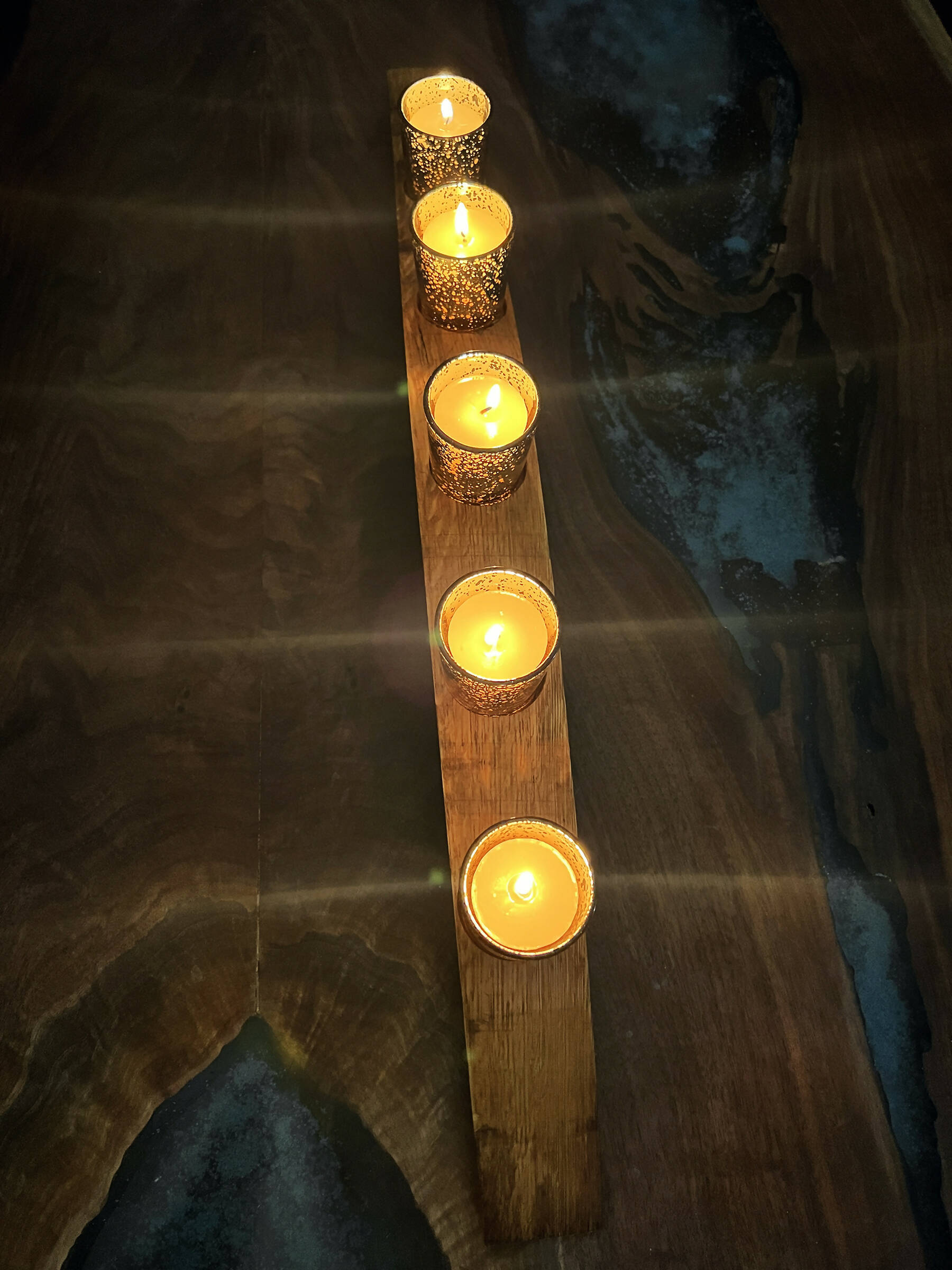 Wine barrel stave candle holder
