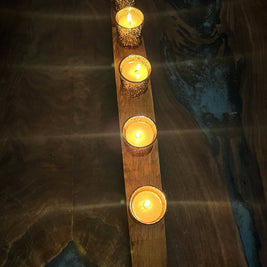 Wine barrel stave candle holder