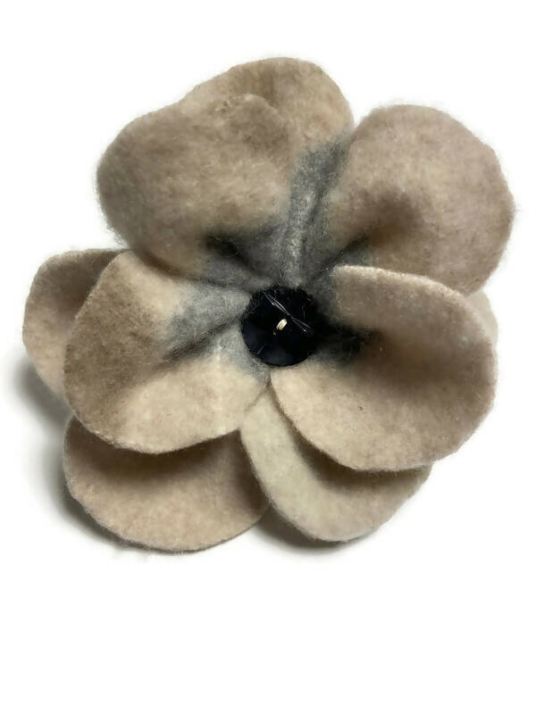 Repurposed Sweater Felted Wool Flower Brooch Pin