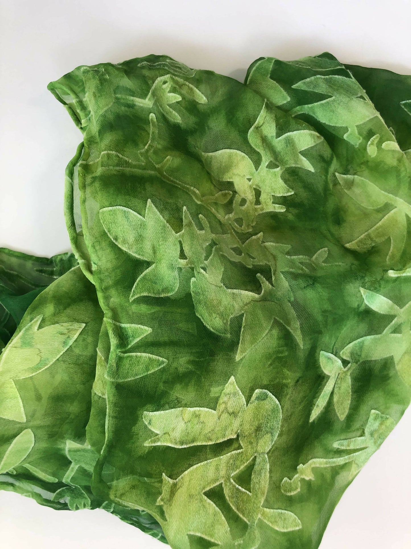 Devore Scarf: Spring Green Leaves