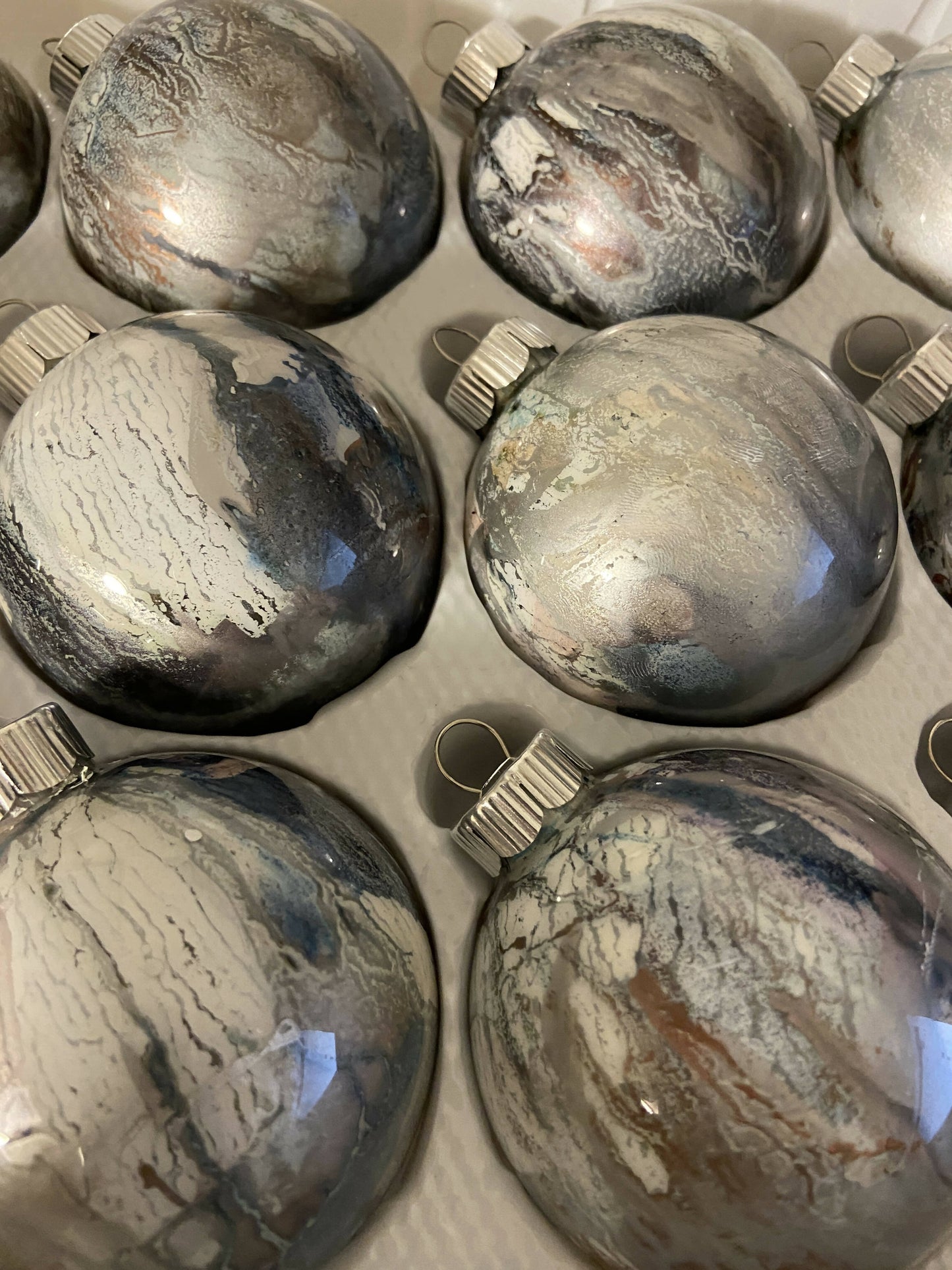 Christmas Ornament Hand Painted Margnificent Moon Glass Round Orb