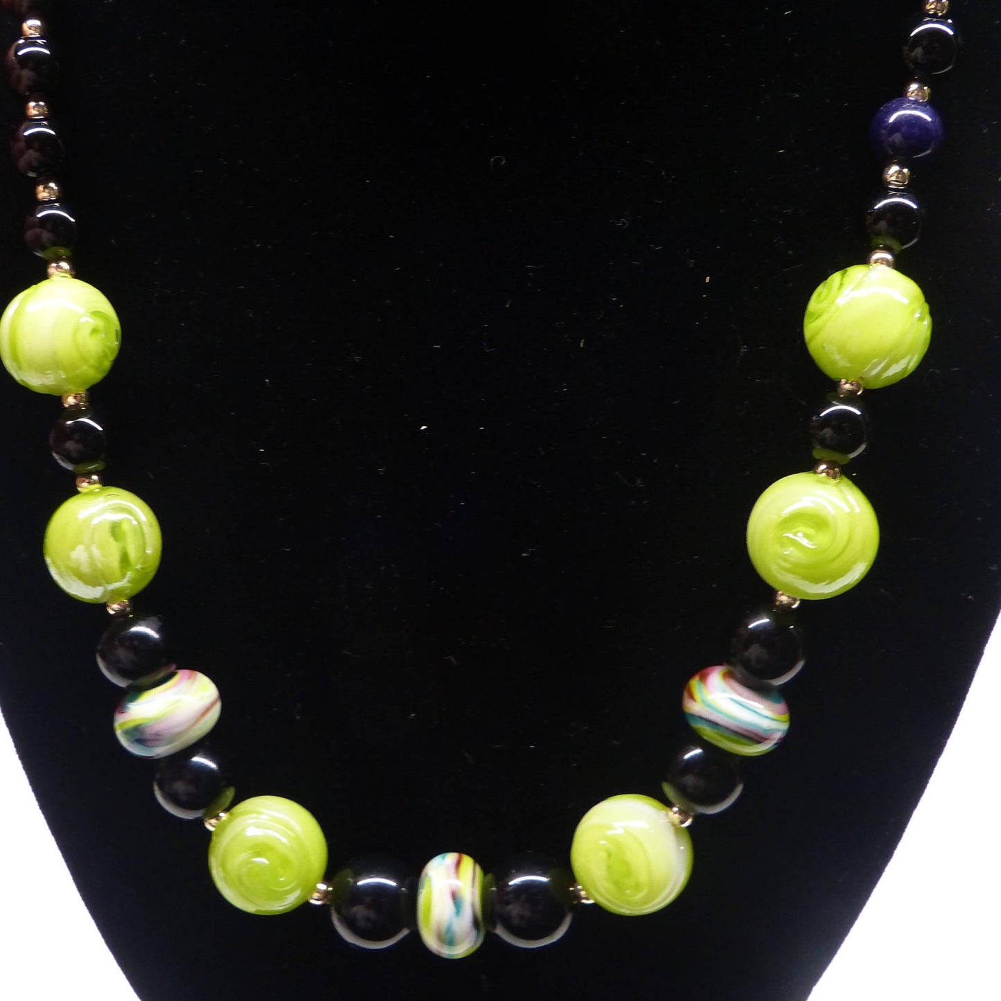 Neon green and black necklace