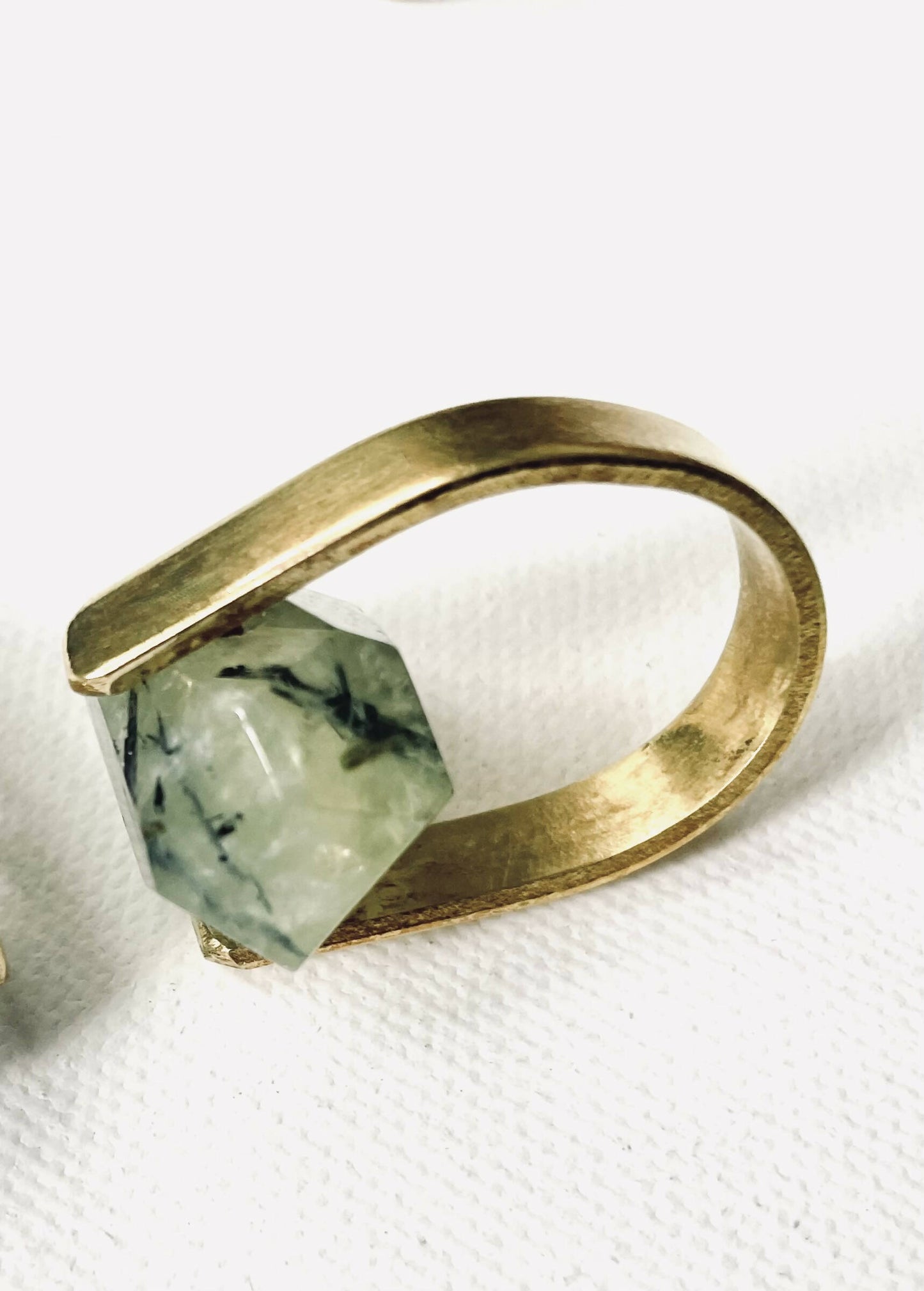 Prehnite brass ring